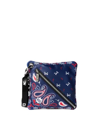 Etro Paisley Print Logo Pouch Bag In Blue