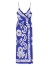 Etro Draped Floral Maxi Dress With Spaghetti Straps In Multi