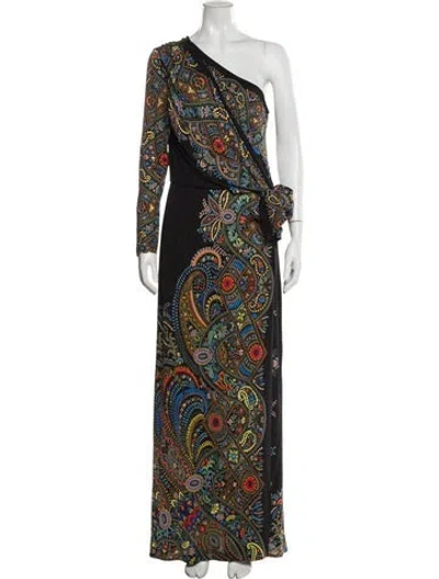 Pre-owned Etro Paisley Print Long Dress In Black