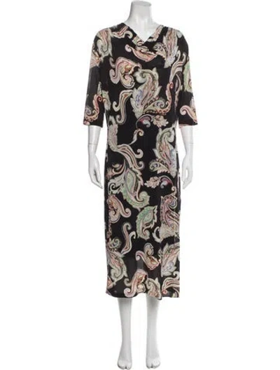 Pre-owned Etro Paisley Print Long Dress In Black