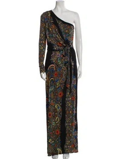 Pre-owned Etro Paisley Print Long Dress In Black