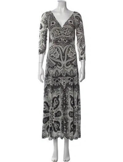 Pre-owned Etro Paisley Print Long Dress In Black