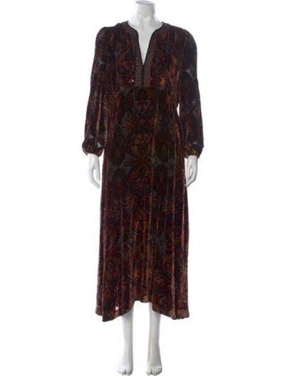 Pre-owned Etro Paisley Print Long Dress In Black