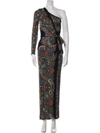 Pre-owned Etro Paisley Print Long Dress In Black
