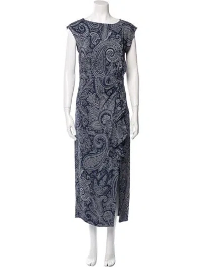 Pre-owned Etro Paisley Print Long Dress In Blue