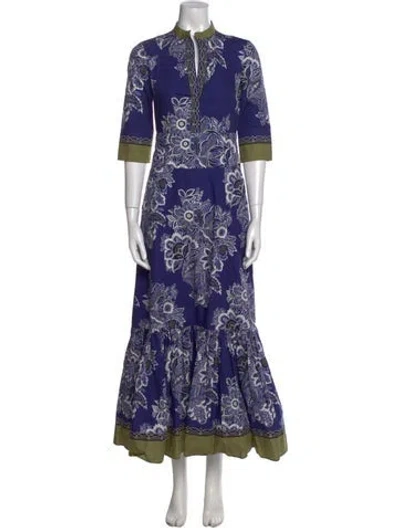 Pre-owned Etro Paisley Print Long Dress In Blue