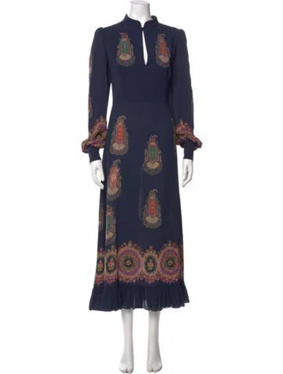 Pre-owned Etro Paisley Print Long Dress In Blue