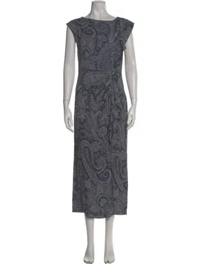 Pre-owned Etro Paisley Print Long Dress In Blue