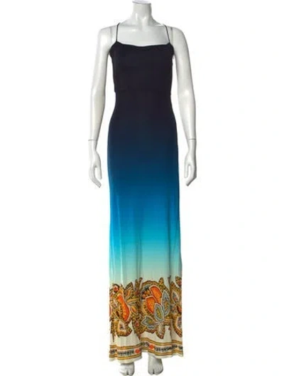 Pre-owned Etro Paisley Print Long Dress In Blue