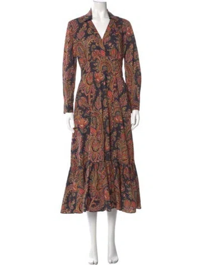 Pre-owned Etro Paisley Print Long Dress In Brown