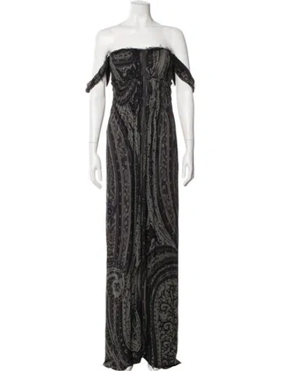Pre-owned Etro Paisley Print Long Dress In Green