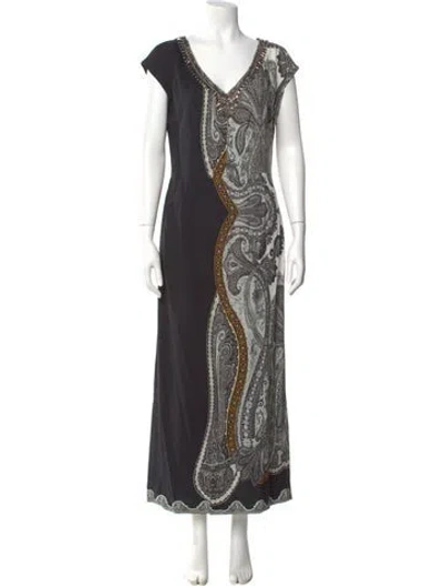 Pre-owned Etro Paisley Print Long Dress In Multi