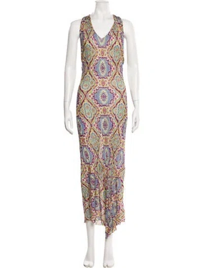Pre-owned Etro Paisley Print Long Dress In Multi