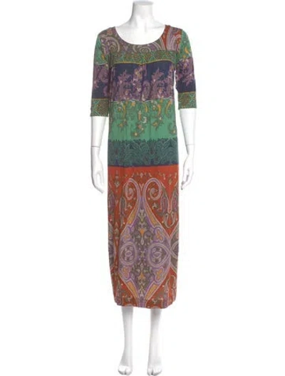 Pre-owned Etro Paisley Print Long Dress In Multi