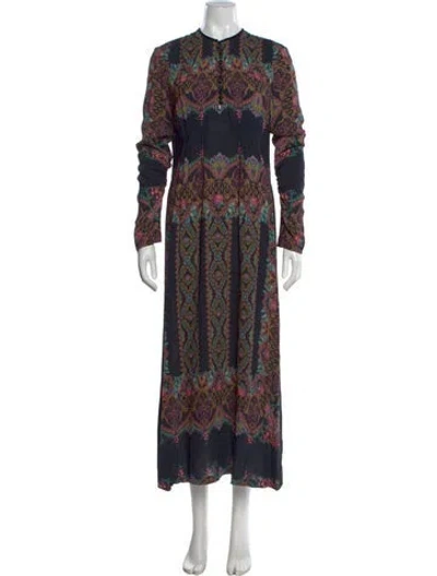 Pre-owned Etro Paisley Print Long Dress In Multi