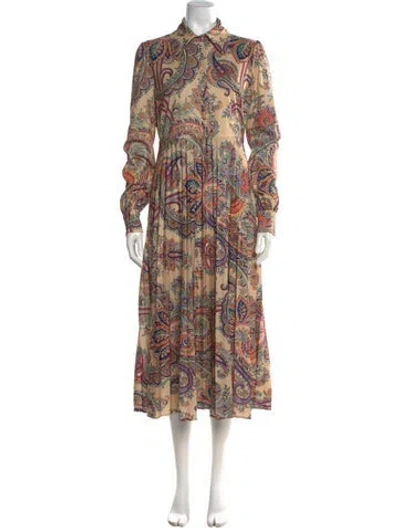 Pre-owned Etro Paisley Print Long Dress In Neutral