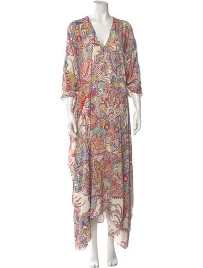 Pre-owned Etro Paisley Print Long Dress In Neutral
