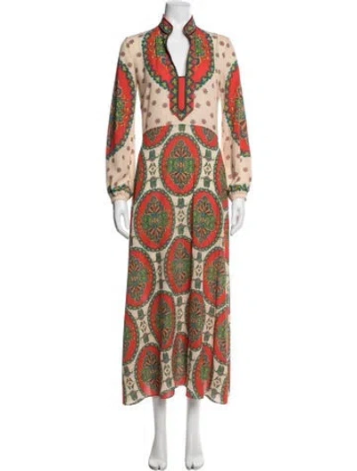 Pre-owned Etro Paisley Print Long Dress In Neutral