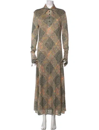 Pre-owned Etro Paisley Print Long Dress In Neutrals