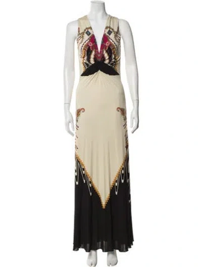 Pre-owned Etro Paisley Print Long Dress In Neutrals