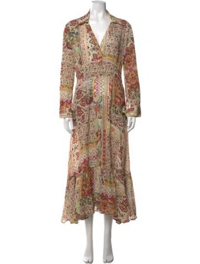 Pre-owned Etro Paisley Print Long Dress In Neutrals