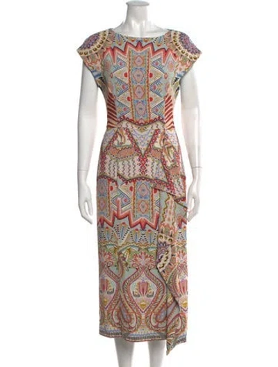 Pre-owned Etro Paisley Print Long Dress In Neutrals