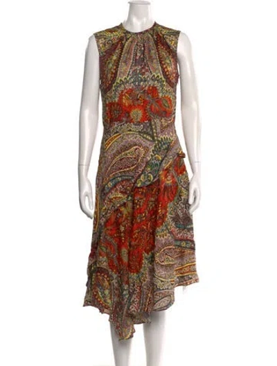 Pre-owned Etro Paisley Print Long Dress In Orange