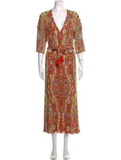 Pre-owned Etro Paisley Print Long Dress In Orange