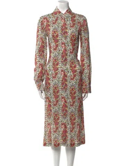 Pre-owned Etro Paisley Print Long Dress In Pink