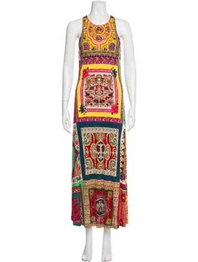 Pre-owned Etro Paisley Print Long Dress In Pink