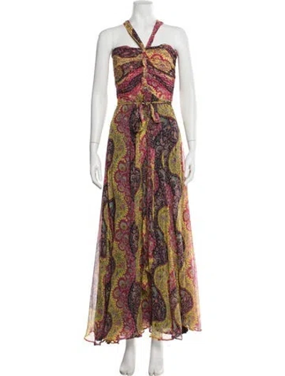 Pre-owned Etro Paisley Print Long Dress In Pink