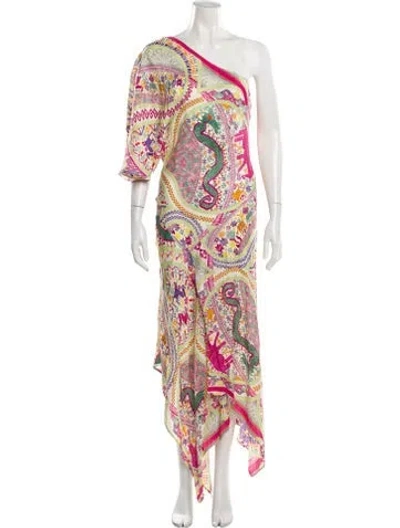 Pre-owned Etro Paisley Print Long Dress In Pink