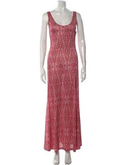 Pre-owned Etro Paisley Print Long Dress In Pink
