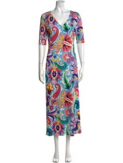 Pre-owned Etro Paisley Print Long Dress In Pink