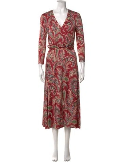 Pre-owned Etro Paisley Print Long Dress In Pink