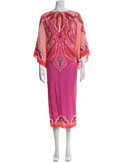 Pre-owned Etro Paisley Print Long Dress In Pink