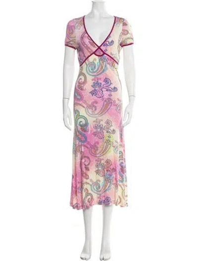 Pre-owned Etro Paisley Print Long Dress In Pink