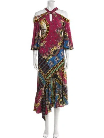 Pre-owned Etro Paisley Print Long Dress In Purple