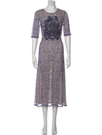 Pre-owned Etro Paisley Print Long Dress In Purple