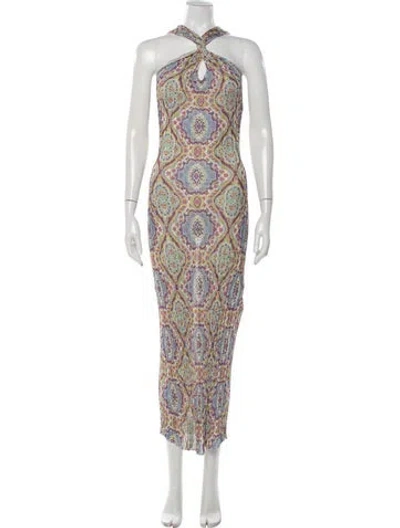 Pre-owned Etro Paisley Print Long Dress In Purple