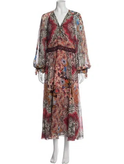 Pre-owned Etro Paisley Print Long Dress In Red