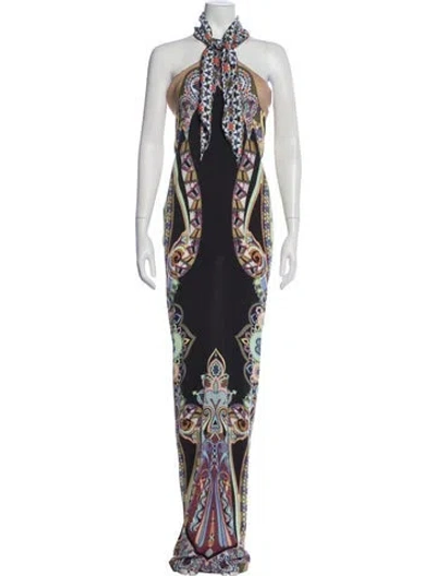 Pre-owned Etro Paisley Print Long Dress W/ Tags In Blue