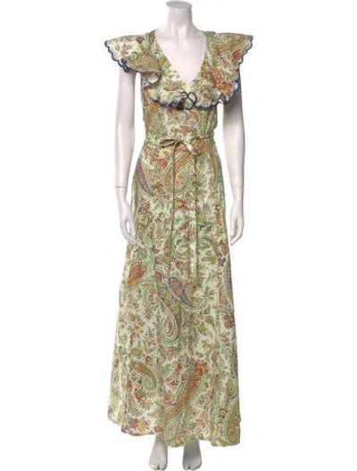 Pre-owned Etro Paisley Print Long Dress W/ Tags In Neutral