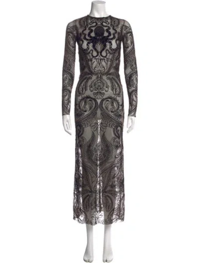 Pre-owned Etro Paisley Print Long Dress W/ Tags In Neutral
