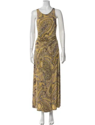 Pre-owned Etro Paisley Print Long Dress In Yellow