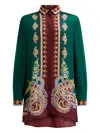 Etro Printed Oversized Silk Shirt In Green