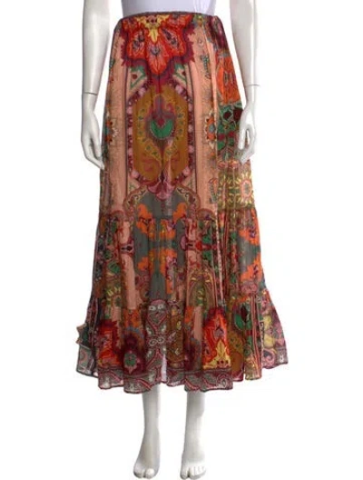 Pre-owned Etro Paisley Print Long Skirt In Pink
