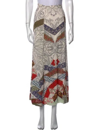 Pre-owned Etro Paisley Print Long Skirt In Red/white