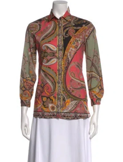 Pre-owned Etro Paisley Print Long Sleeve Blouse