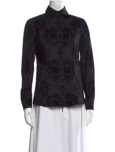 Pre-owned Etro Paisley Print Long Sleeve Blouse In Black